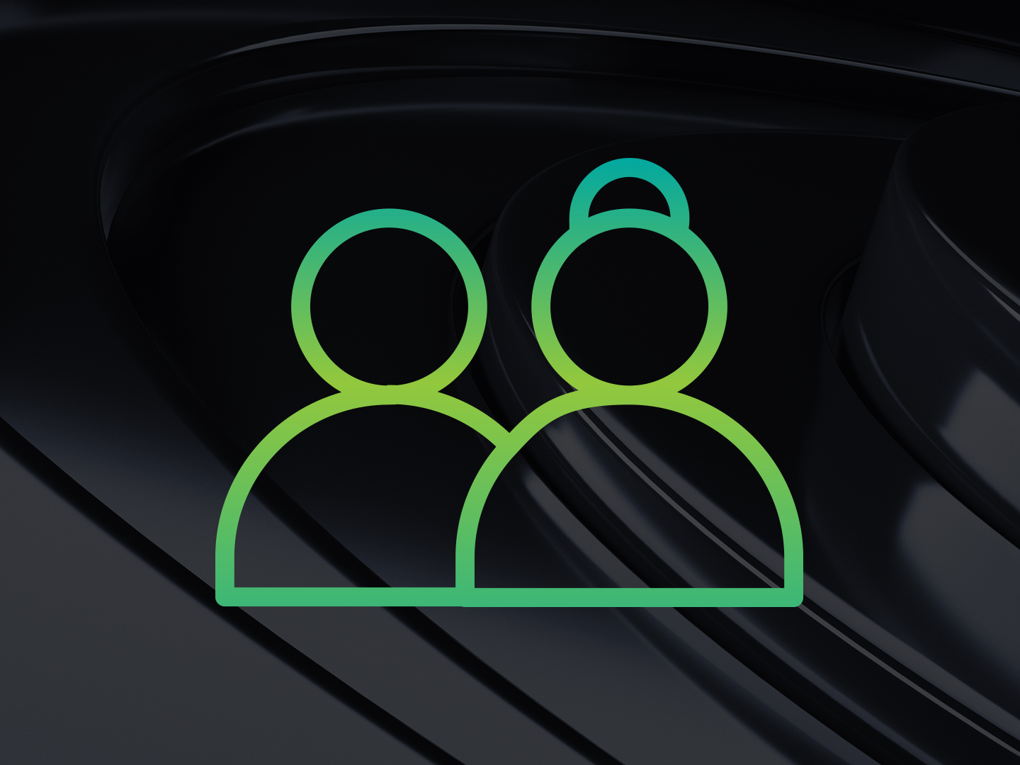 Icon of two people next to each other represents video game party chat, friend invites, matchmaking, and cross play.