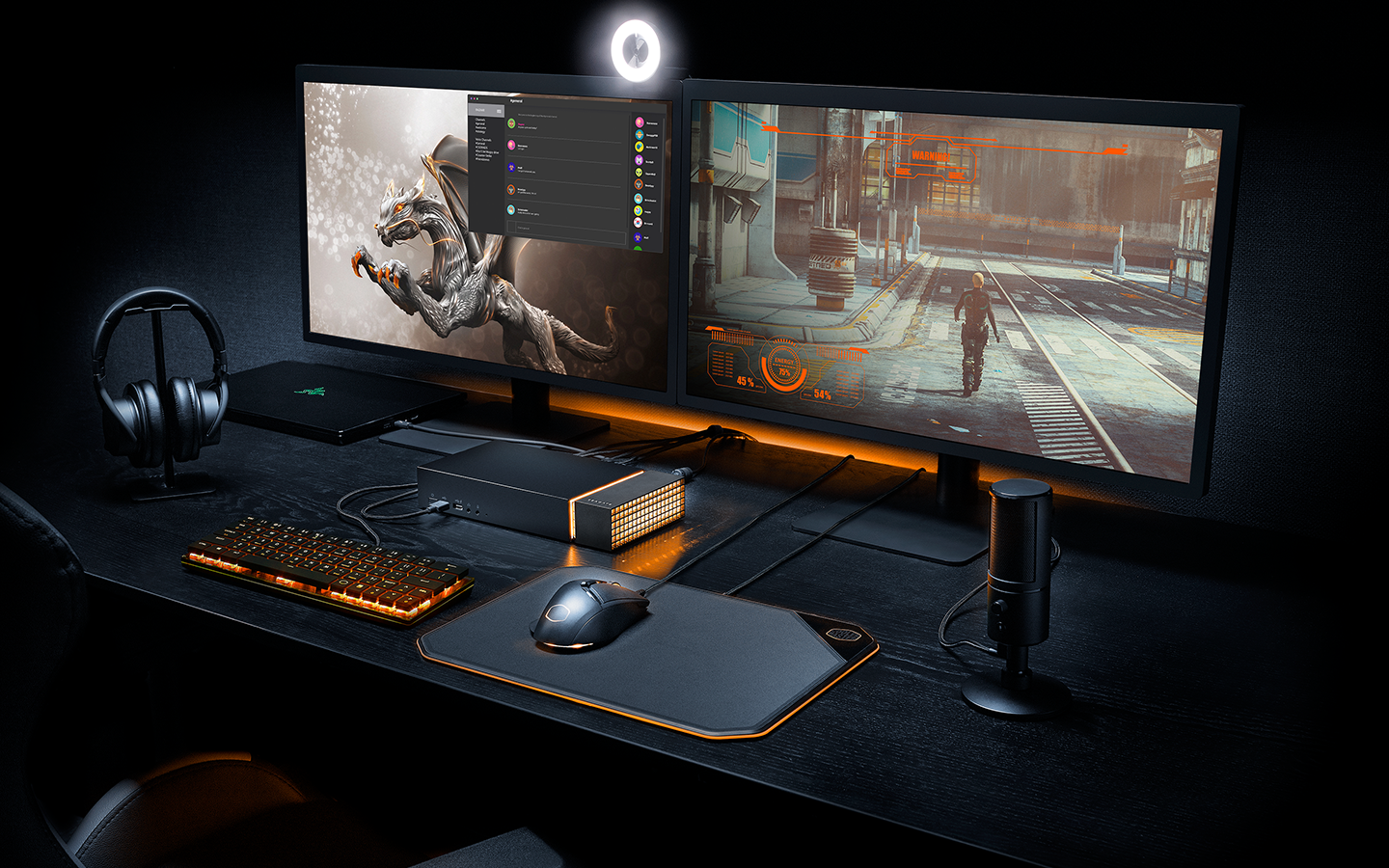 Seagate gaming hard drive is displayed at the center of a full gaming set up that