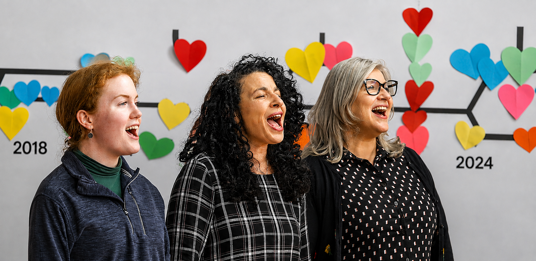 Members of the workplace choir perform together. 
