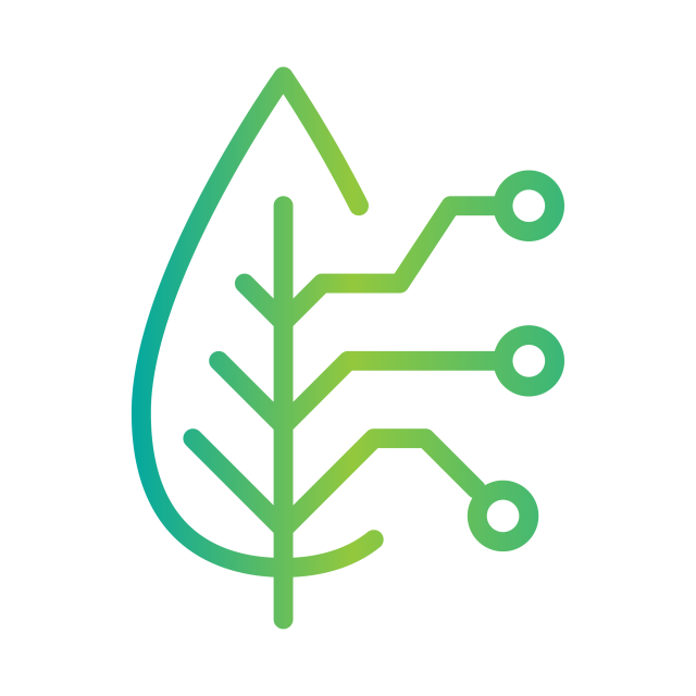 Circuit-patterned leaf icon conveys environmentally sustainable technology and the role of hard drives in sustainable data storage.