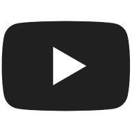 Black‑and‑white YouTube logo showing a white play triangle inside a black rounded rectangle with the word YouTube underneath