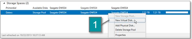 Screen shot of storage pool for vitual disk