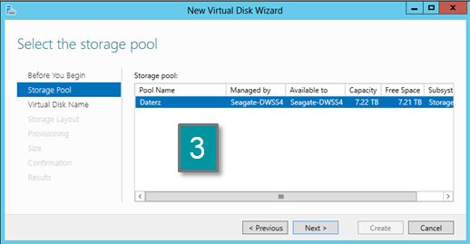 Image of storage pool with name selected