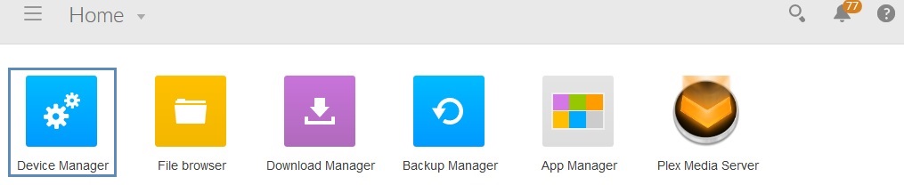 Screenshot showing the Device Manager icon