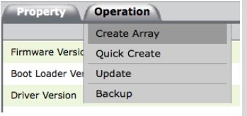 Option for creating an array.