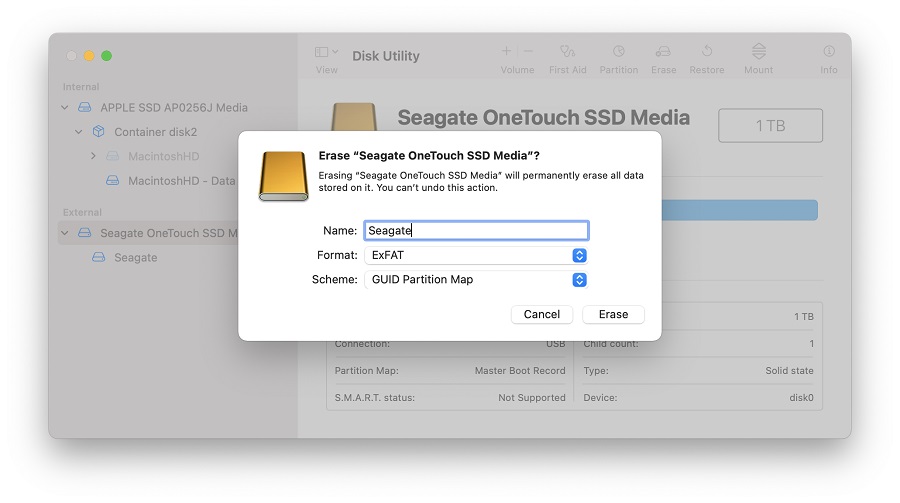 how to format seagate to exfat on pc