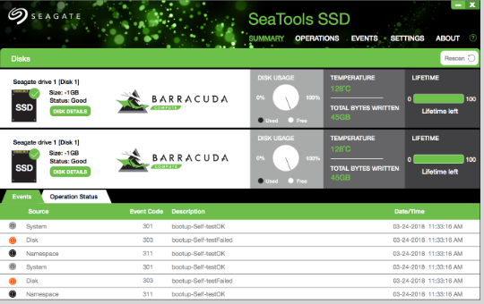 Seagate SeaTools SSD screenshot