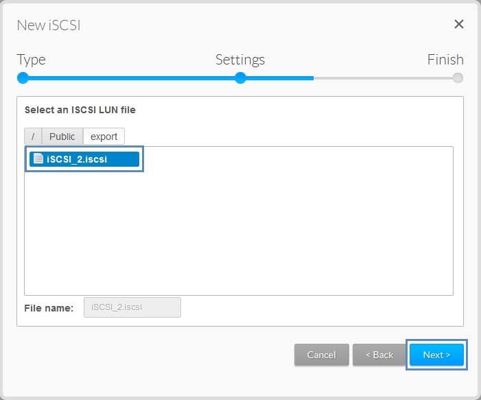 Select iSCSI file