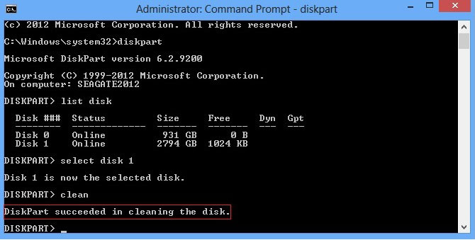 How To Diskpart Erase Clean A Drive Through The Command Prompt Seagate Support Us