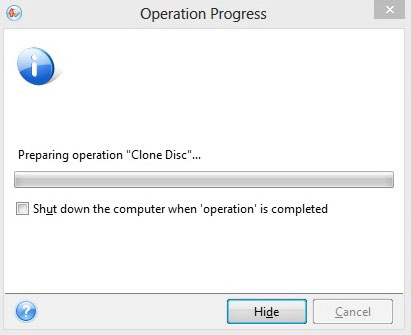 *From Boot CD* Shows the operation progress of the Clone.