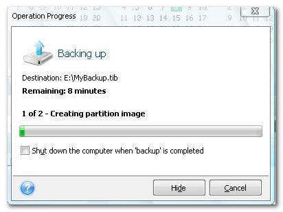 *From Boot CD* Operation Progress of the Image backup